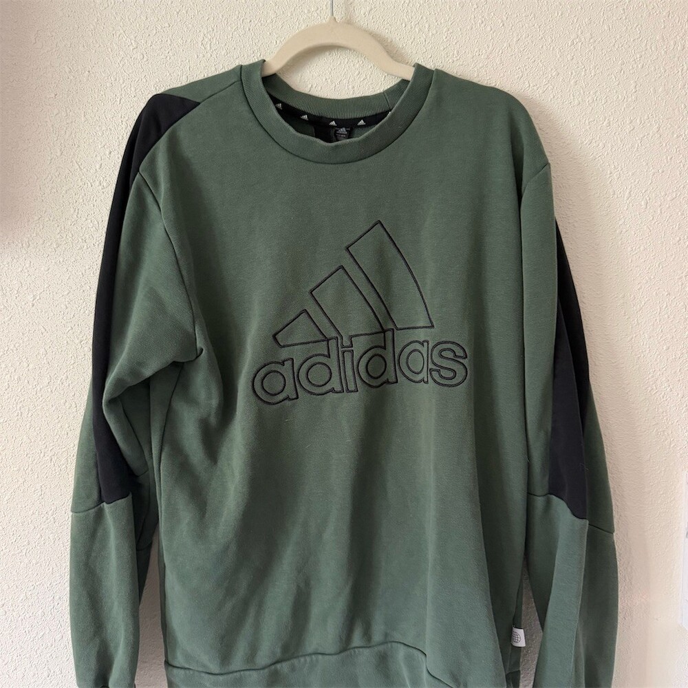 Adidas Future Icons Crewneck Pullover Sweatshirt Men's L Green Black Logo